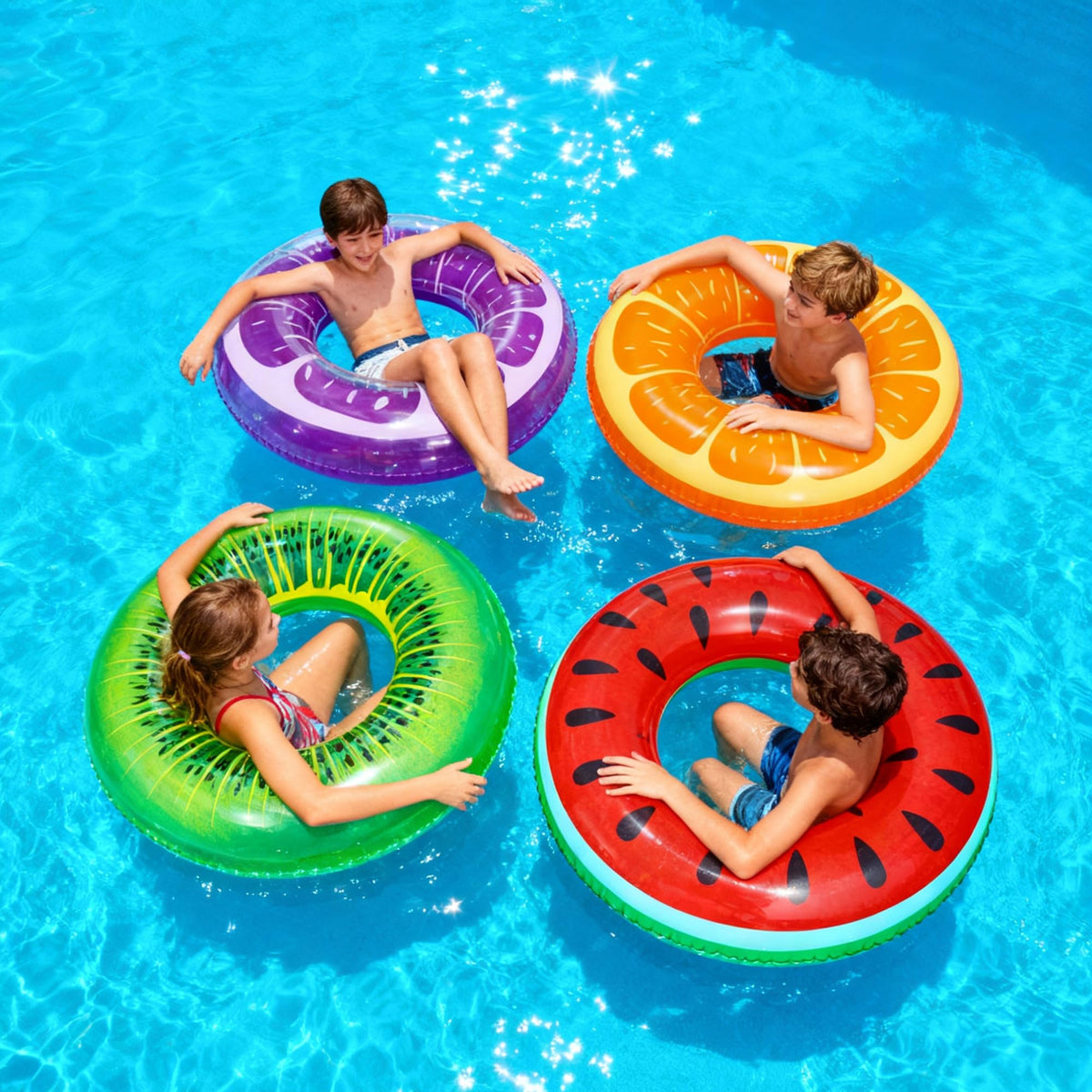 FindUWill orange pool float ring bright and durable for relaxed pool lounging.