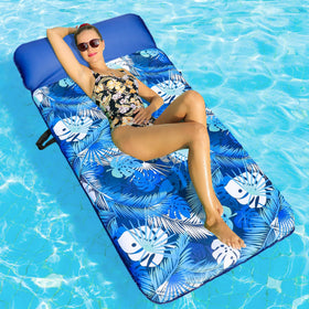 FindUWill oversized pool float 72x37 with headrest for cushioned sunbathing and support.
