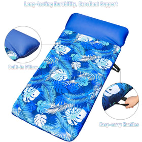 FindUWill palm-blue float adds stylish vibe to pool or beach outings.