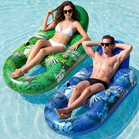 FindUWill palm blue pool float 2 pack with lounge backrest for relaxed pool days