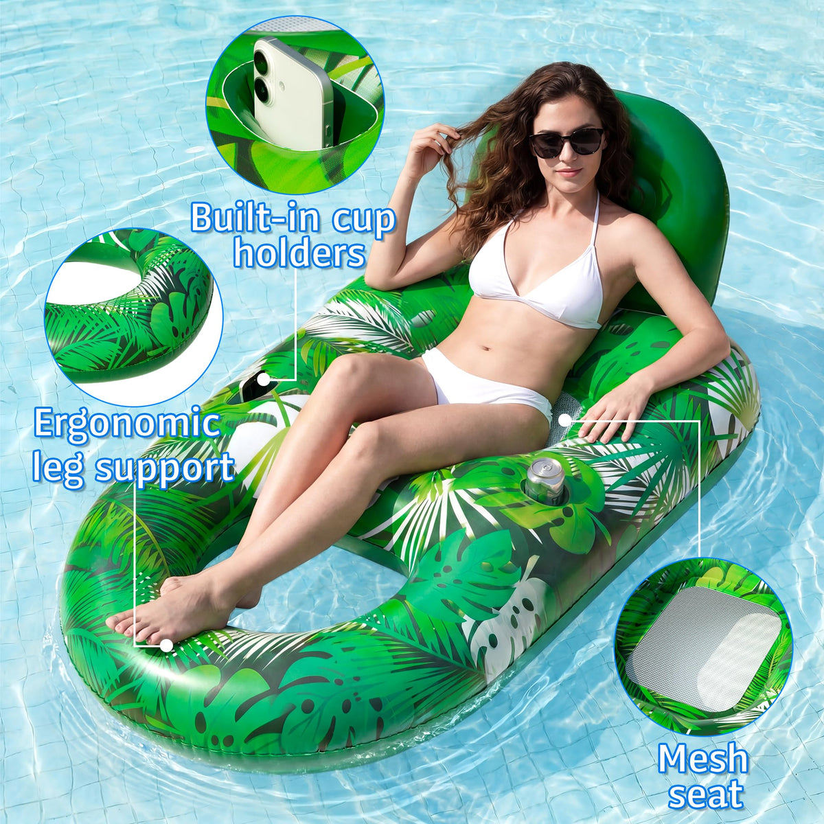 FindUWill ergonomic backrest pool float for comfortable lounging