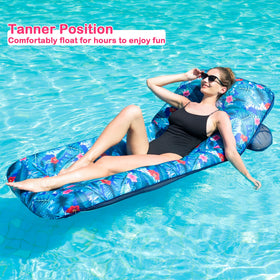 FindUWill pool float lounger measures 74 by 30 inches for relaxed comfort.