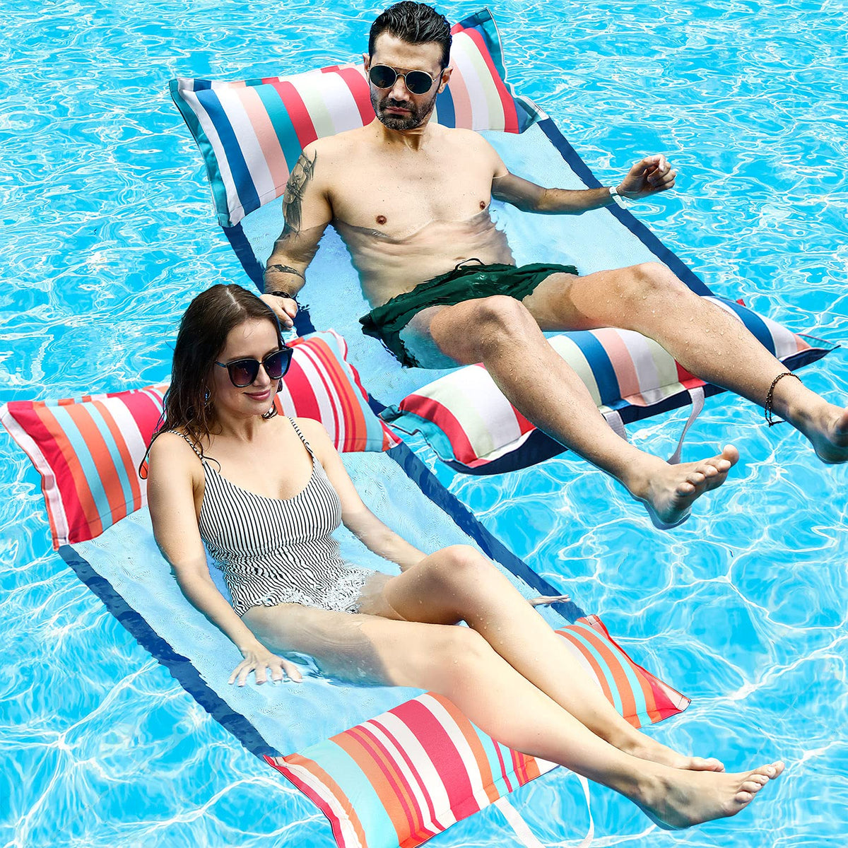 FindUWill pool floats in saddle mode for versatile pool days.
