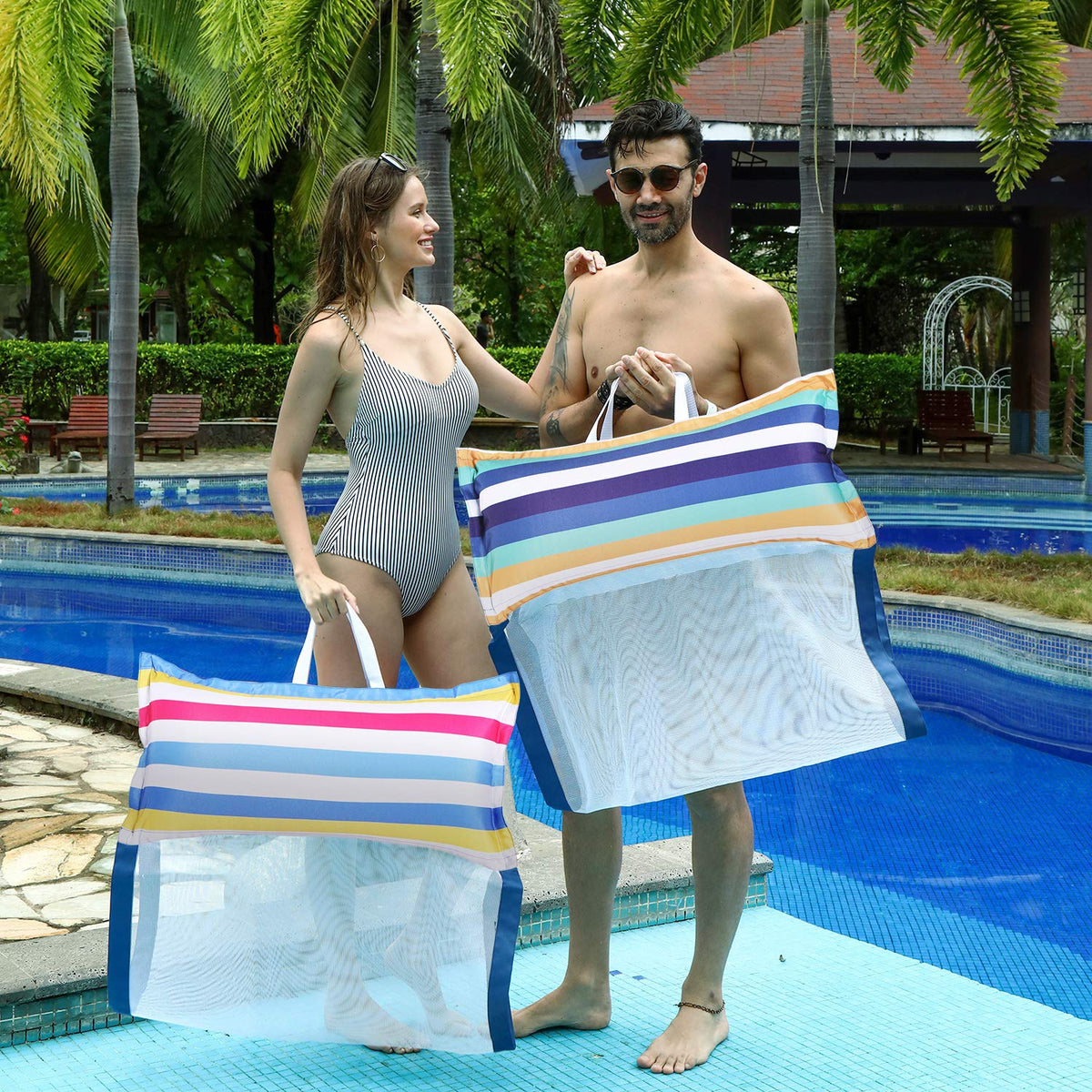 FindUWill pool hammock floats XL 2-pack for courtyard and lake trips.