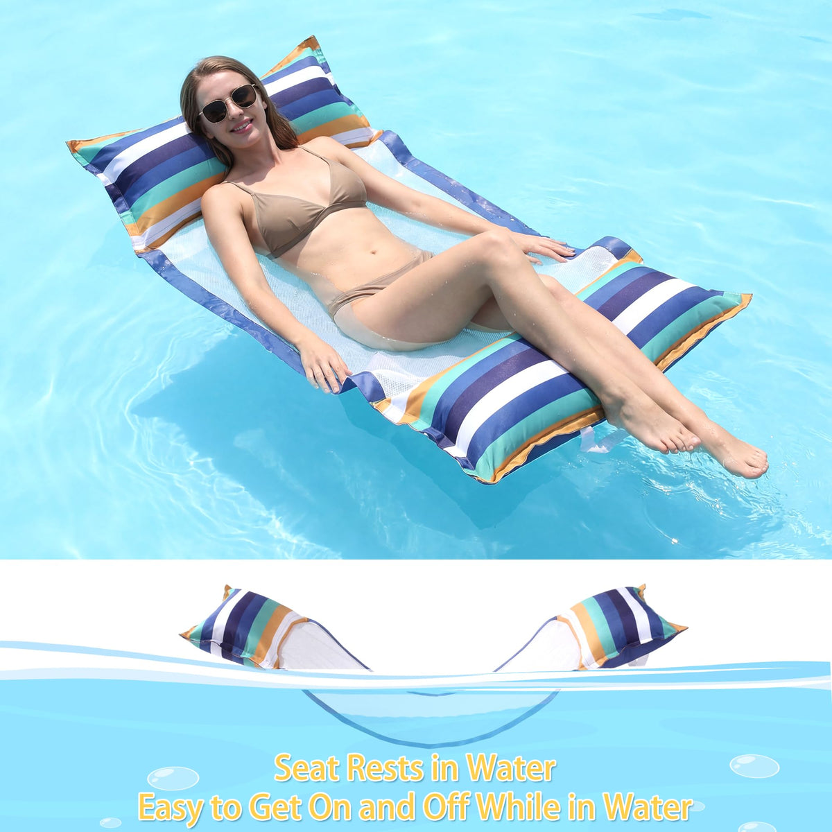 FindUWill pool hammock floats XL 2-pack foldable design for easy packing.