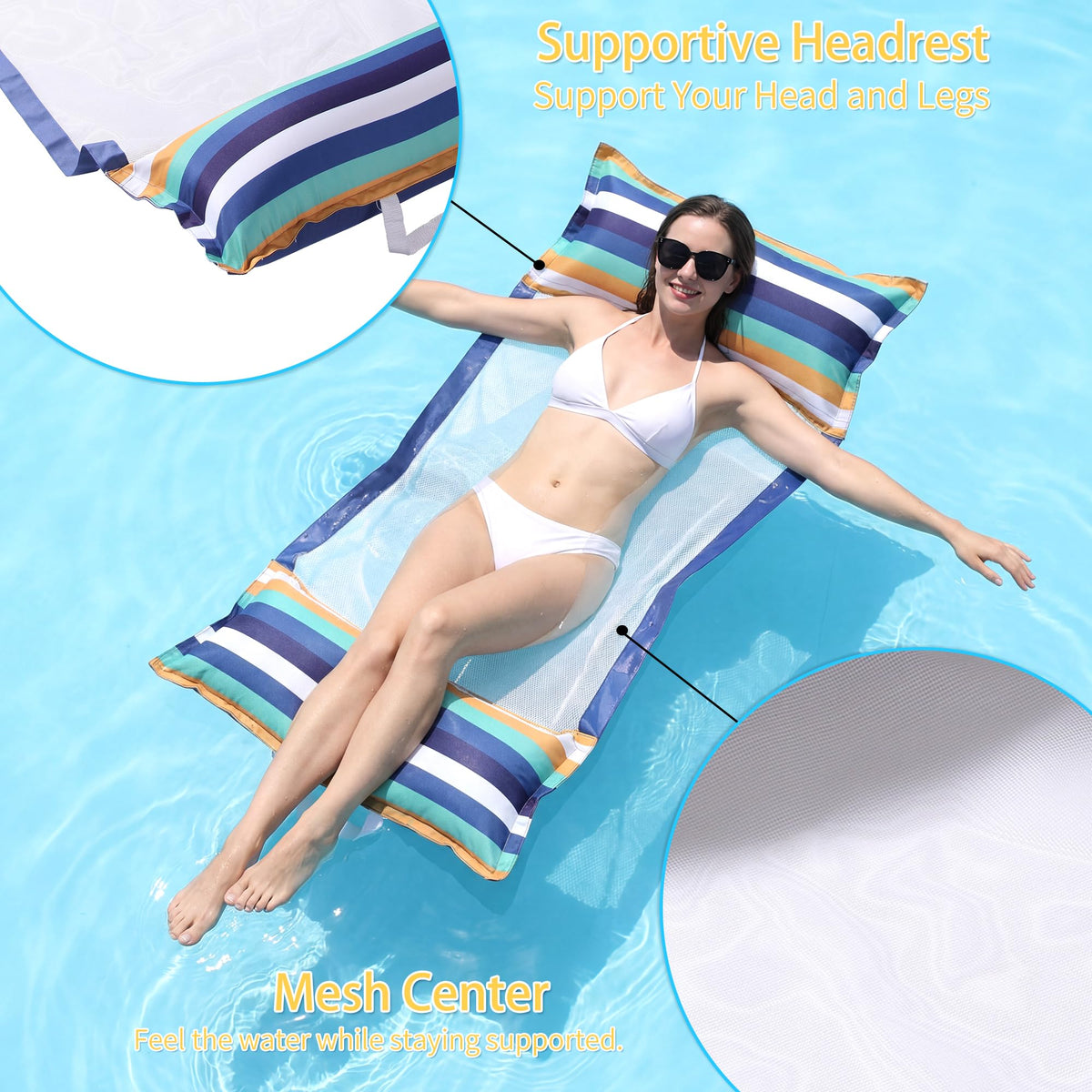FindUWill pool hammock floats XL 2-pack lounge-chair for relaxing poolside lounging.