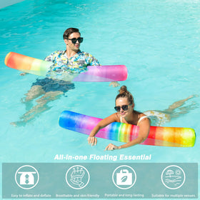FindUWill rainbow floating noodle in water for poolside fun
