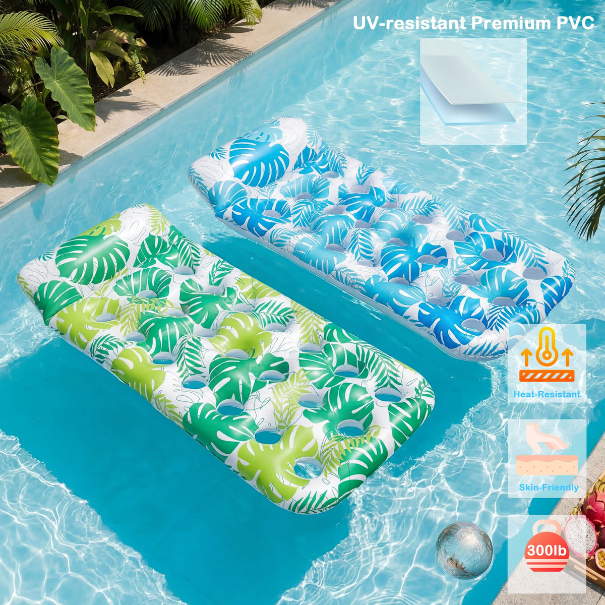 FindUWill premium PVC pool float for comfortable sunbathing without overheating.