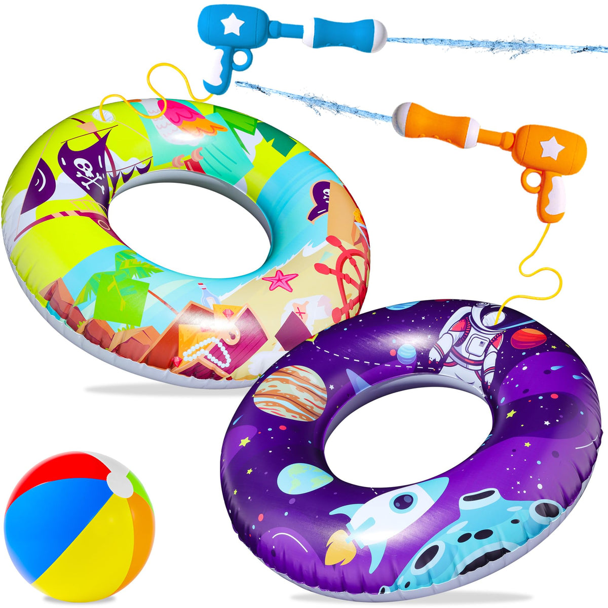 FindUWill two-pack pool floats with sturdy rings for shared pool play.
