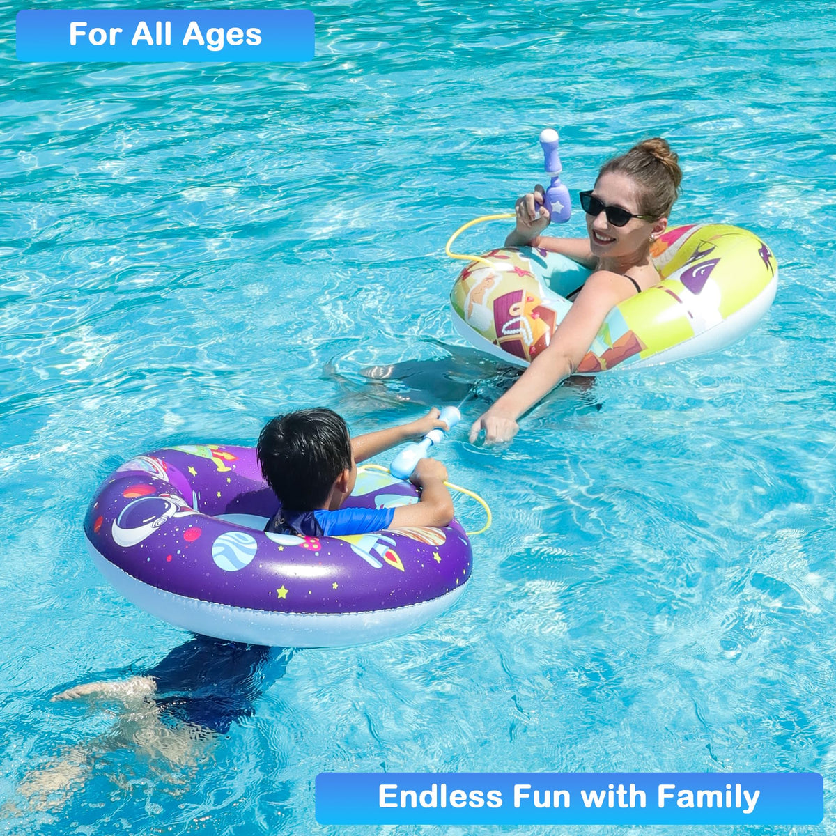 FindUWill two water guns offer splash battles for kids in the pool.