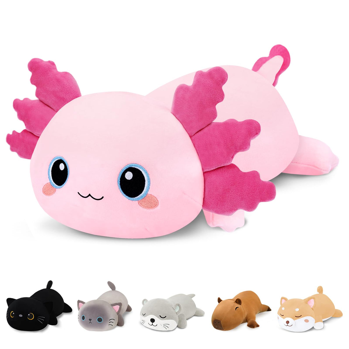 Finebee Weighted Axolotl Plush 25 cm – soft cuddle buddy for kids and adults.