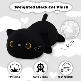 Finebee weighted black cat plush 9.8-inch size ideal for cuddly companions.