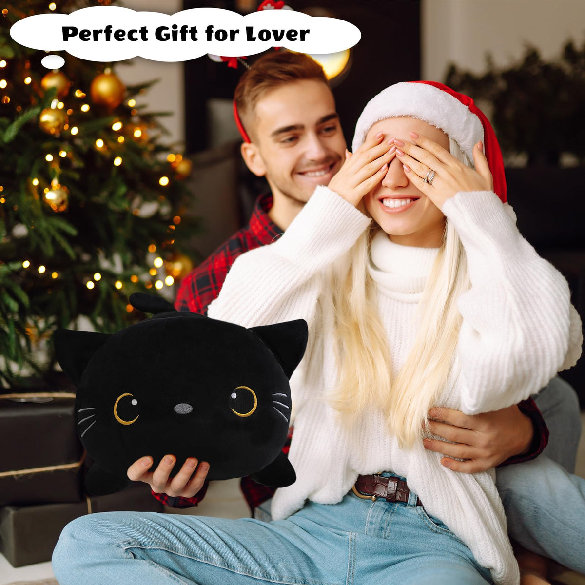 Finebee weighted black cat plush gift-ready for birthdays and holidays.