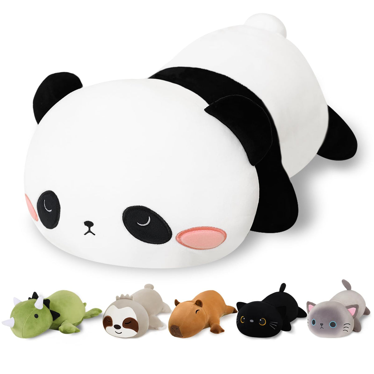 Finebee weighted panda plush close-up showing ultra-soft plush fabric for cuddling.