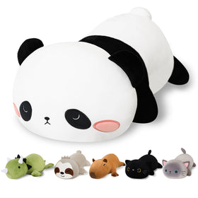 Finebee weighted panda plush close-up showing ultra-soft plush fabric for cuddling.