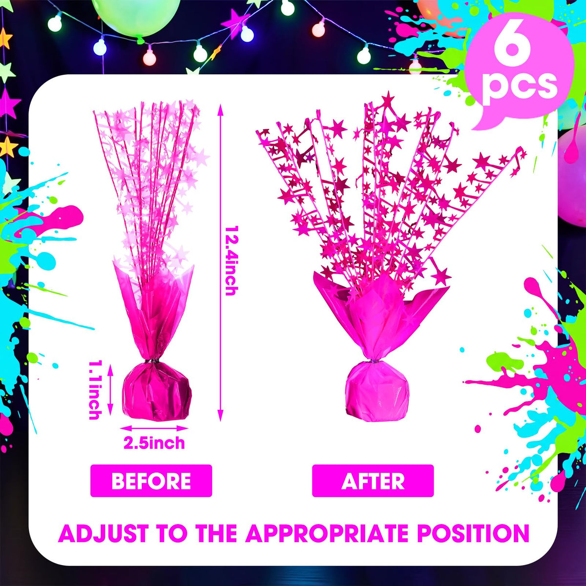 FineCheer glow neon star centerpiece adds dramatic table accents for nighttime events.