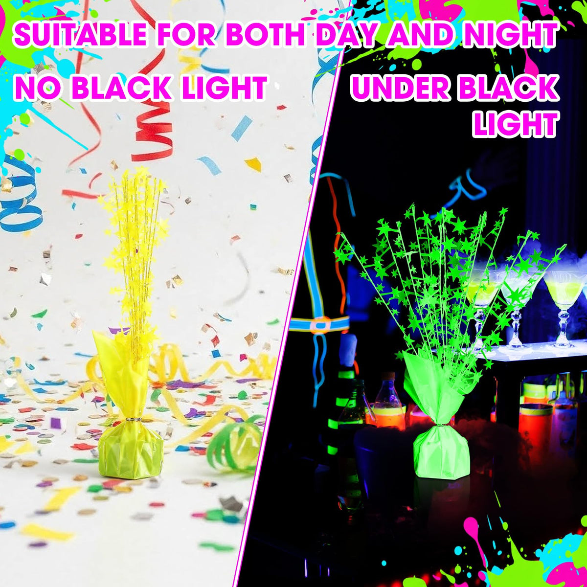 FineCheer neon star centerpiece is flexible for creative DIY arrangements.