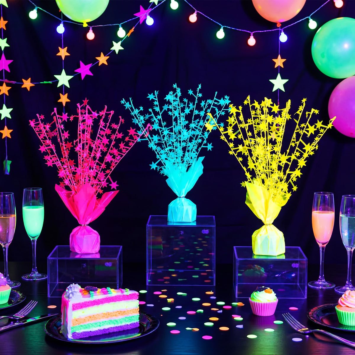 FineCheer glow star centerpiece withstands tabletop use while lighting up celebrations.