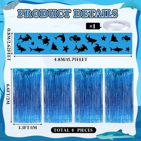 FineCheer ocean banner detail showcases sharks, turtles, and dolphins for immersive sea vibes.