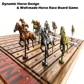 FINENI brass horses on the board elevate table presence during play.