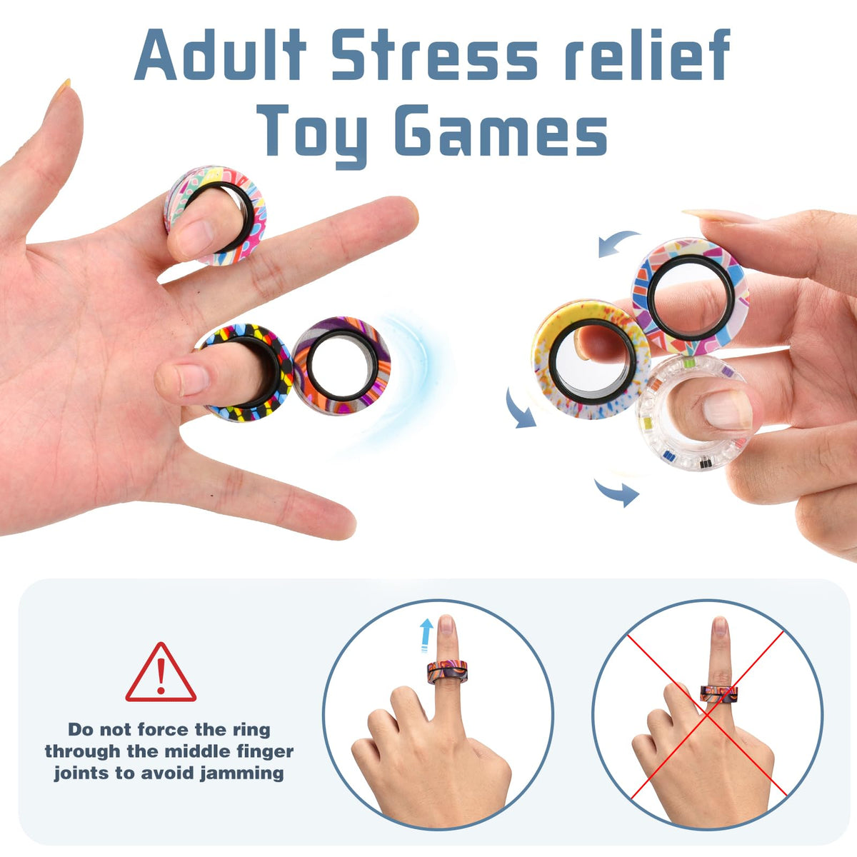 Finger Rock colorful metal rings for fidget toys, compact and engaging
