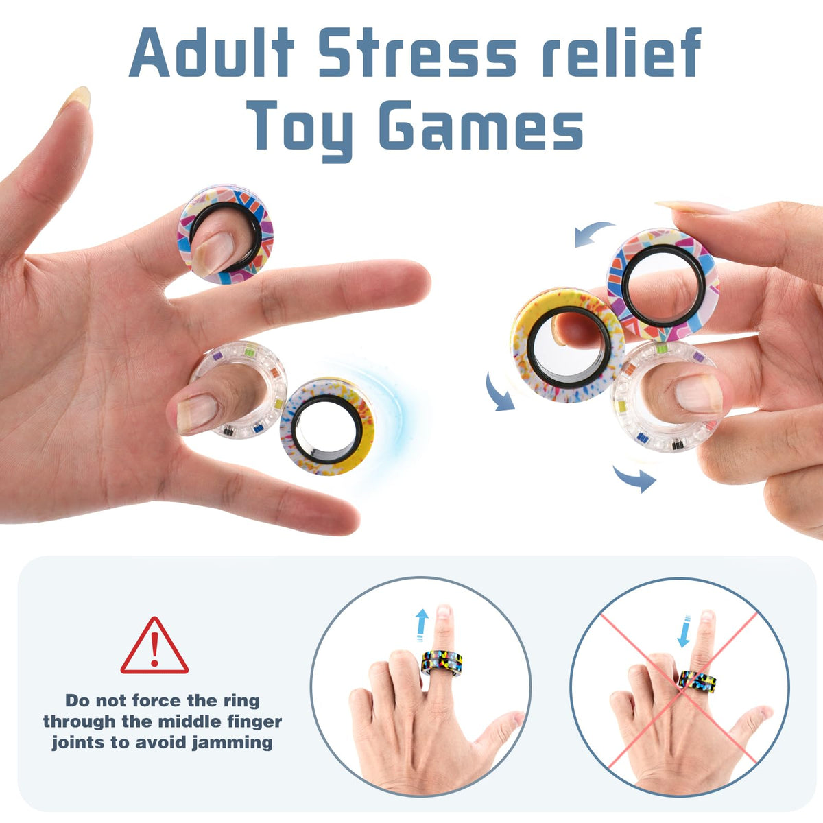 Office and home users enjoy discreet, quiet fidgeting with Finger Rock rings.