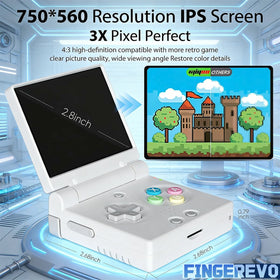 FINGEREVO Miyoo Mini Flip compact-dimensions fit easily in a pocket for on-the-go play