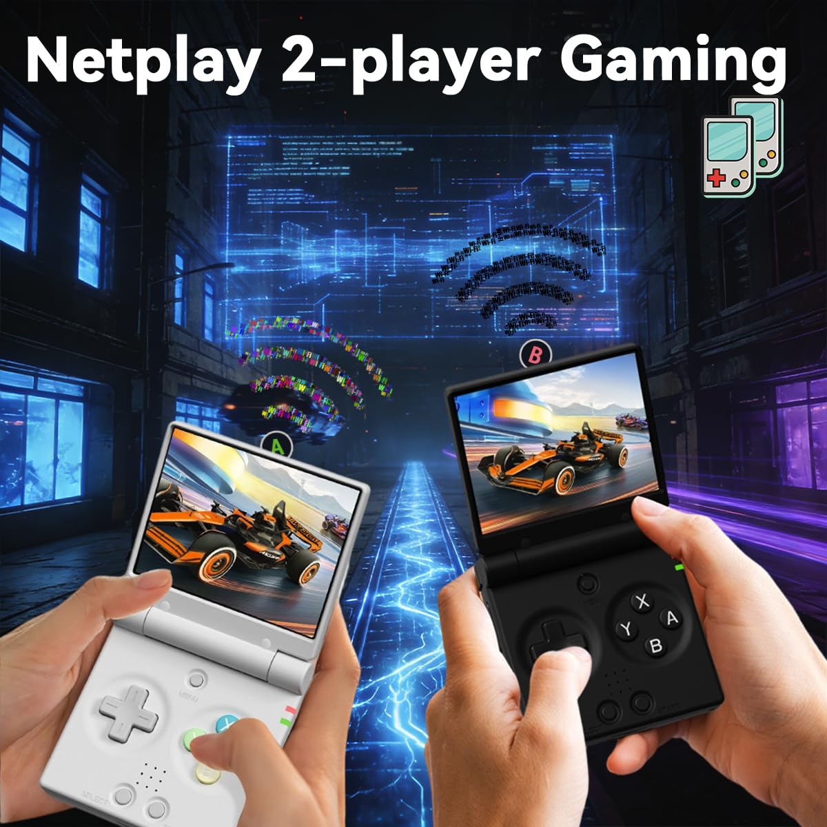 FINGEREVO Miyoo Mini Flip onionos-64gb provides built-in storage for games and apps