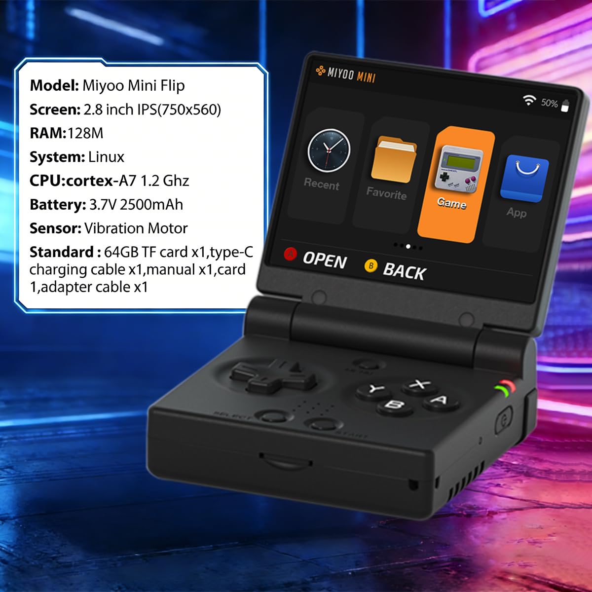 FINGEREVO Miyoo Mini Flip portable-case protecting the console during travel