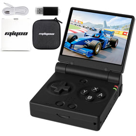 FINGEREVO Miyoo Mini Flip screen on a 2.8-inch IPS panel showing vivid colors for retro gaming