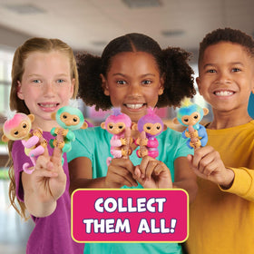 Fingerlings baby monkey tail pose shows desk or shelf companionship.