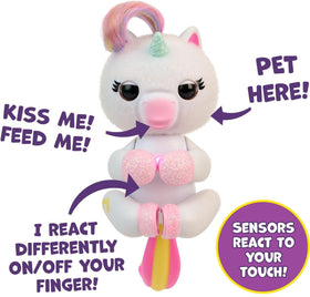 Fingerlings sensors on head and mouth trigger responsive speech and reactions.