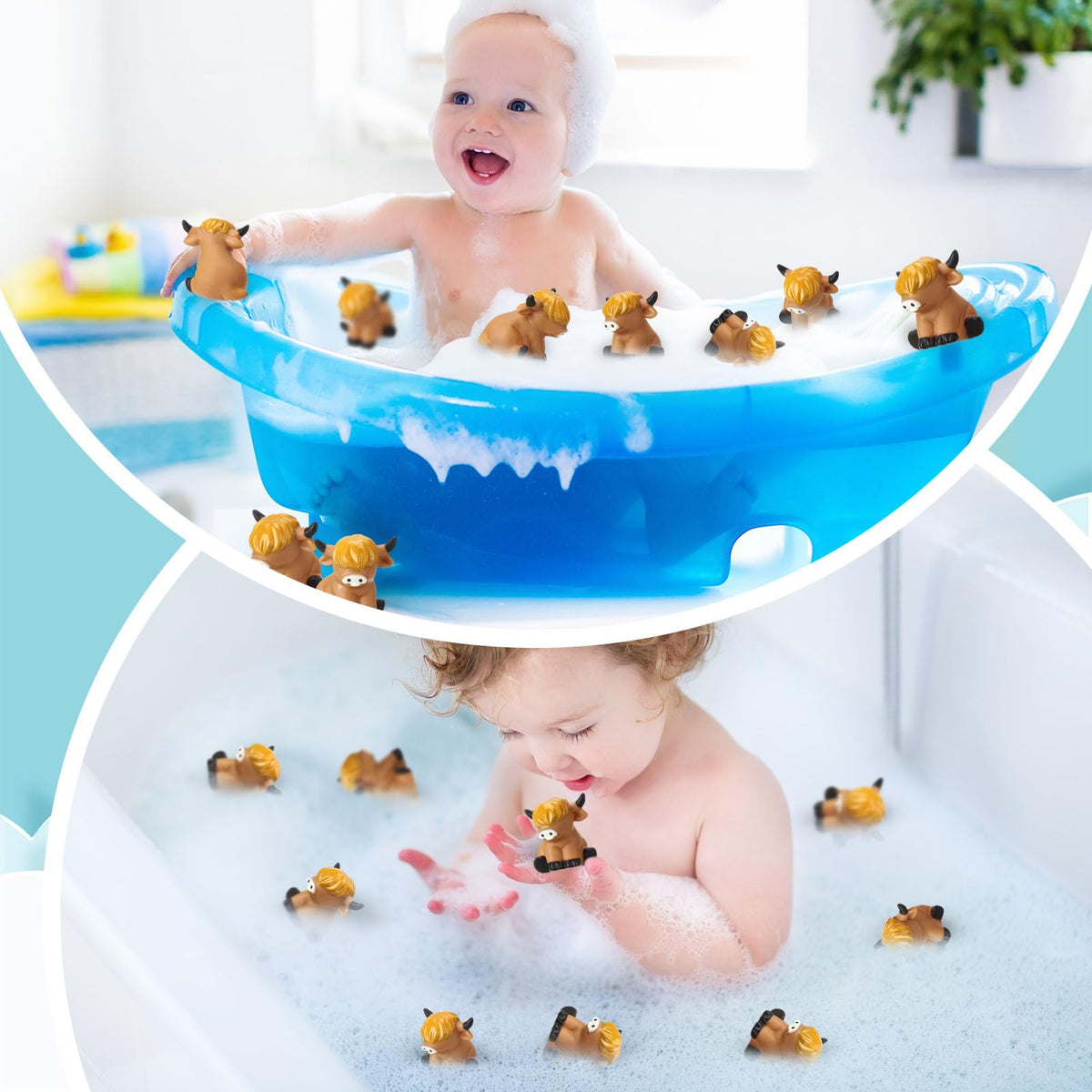 Fingertip WD Highland Cow soft rubber toy for gentle play.