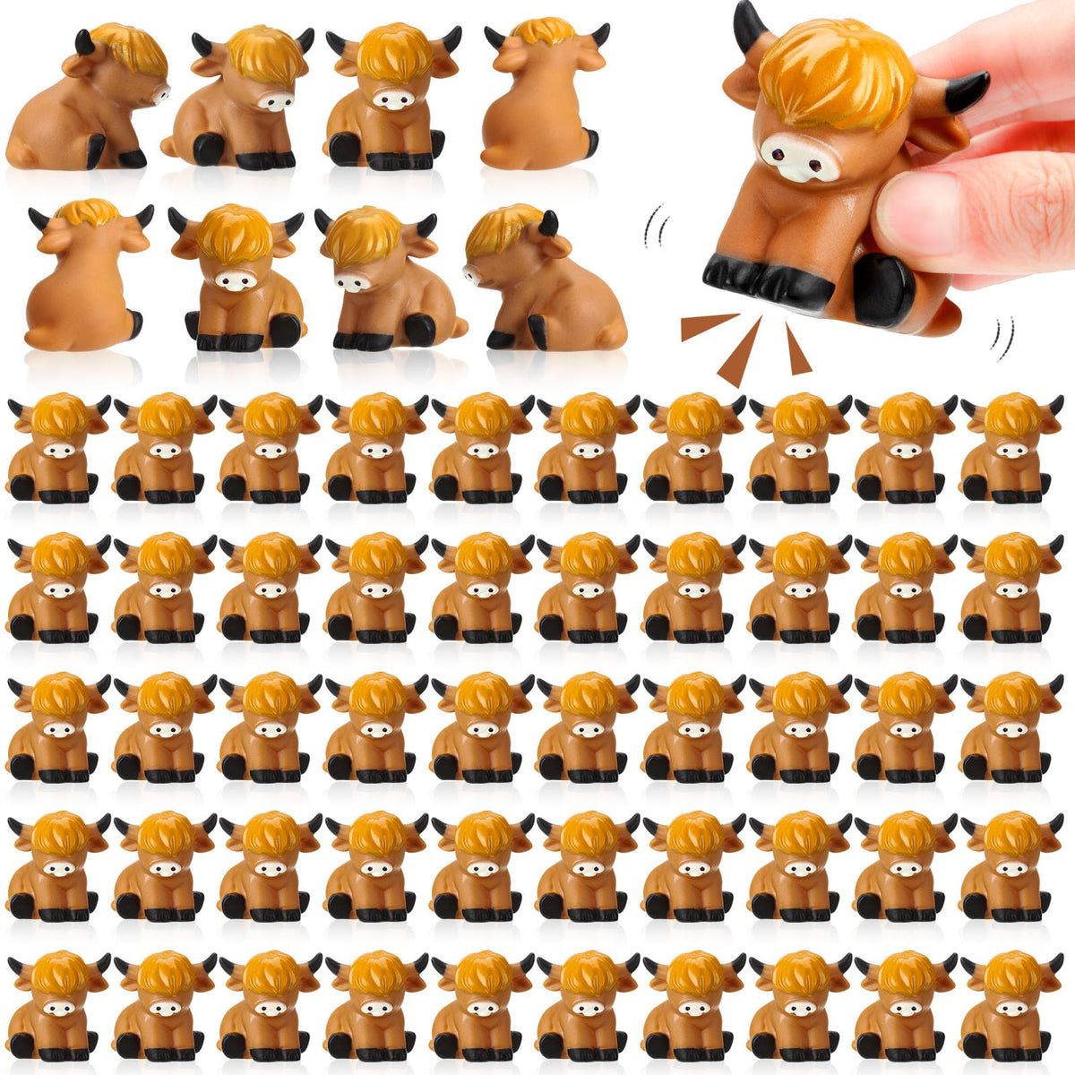 Fingertip WD Highland Cow squeak bath toy for bath time fun.