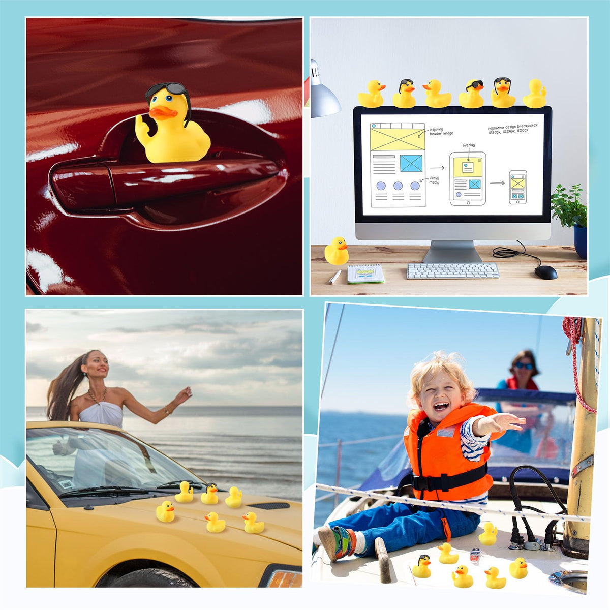 Fingertip WD mini ducks with sunglasses ideal for party favors.