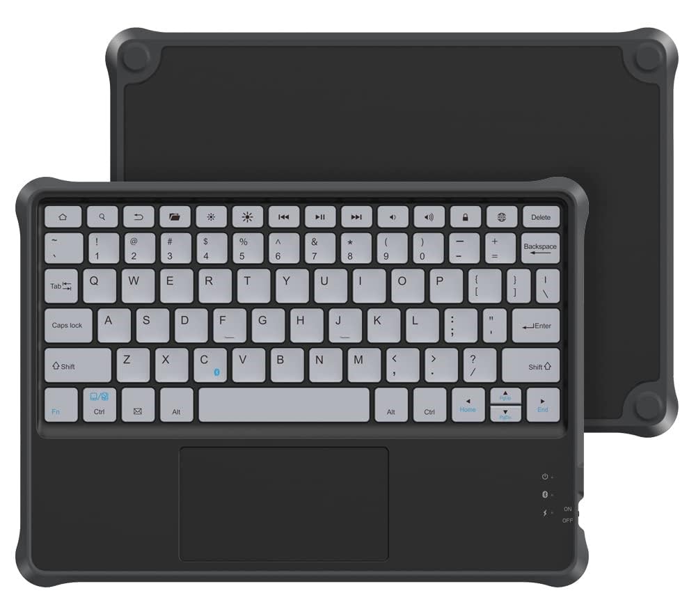 FINTIE Fire Kids keyboard black front view showing compact, kid-friendly design