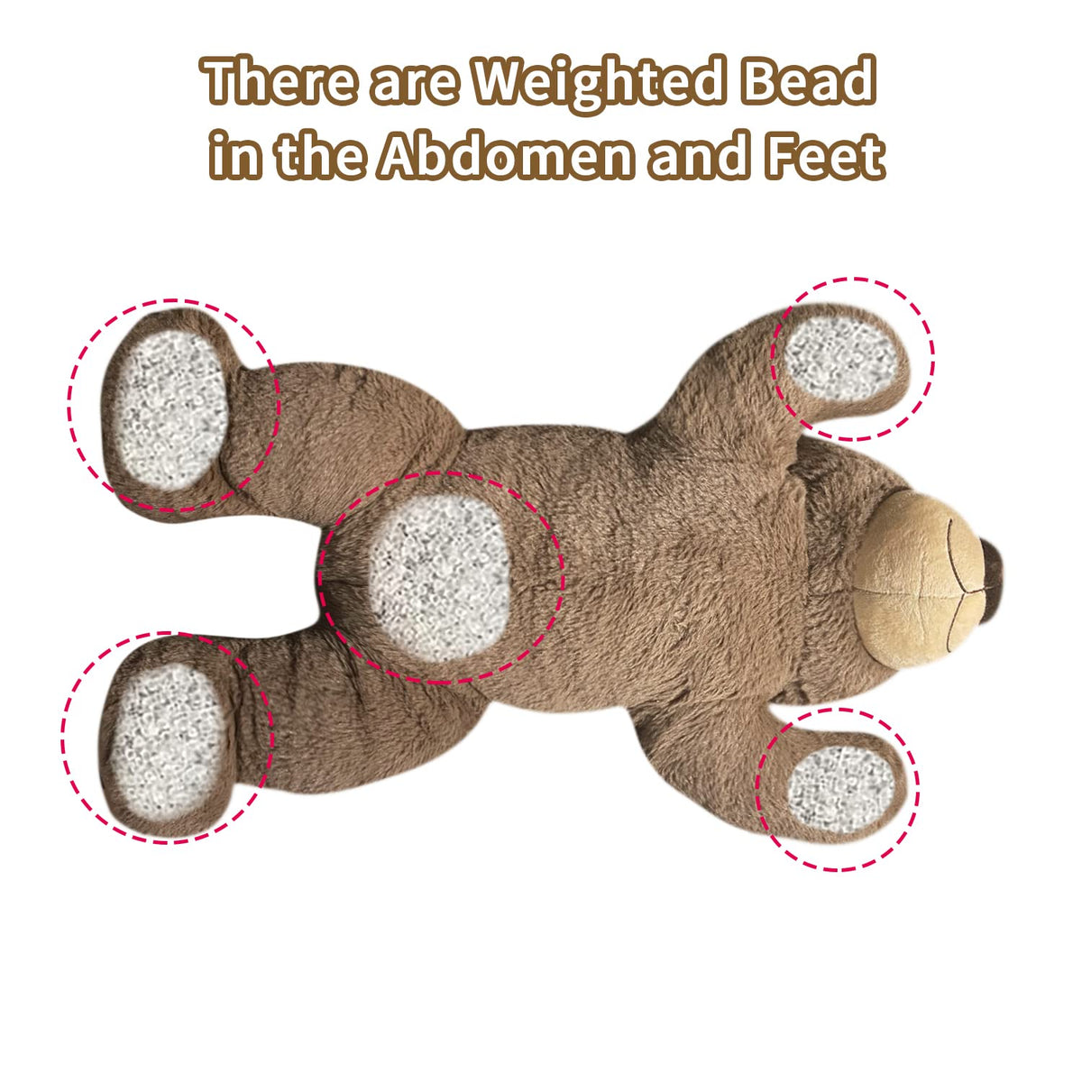 Fiosnow weighted brown bear closeup fur highlights soft texture for comforting cuddles.