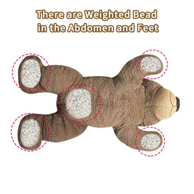 Fiosnow weighted brown bear closeup fur highlights soft texture for comforting cuddles.