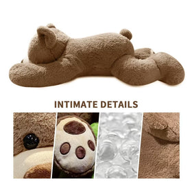 Fiosnow weighted brown bear hug action showcases calming pressure during play.