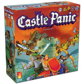 Fireside Games Castle Panic 2nd Edition box art illustrating fortress defense setup