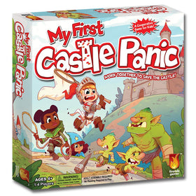 Fireside Games My First Castle Panic kid playing cooperatively to defend the castle