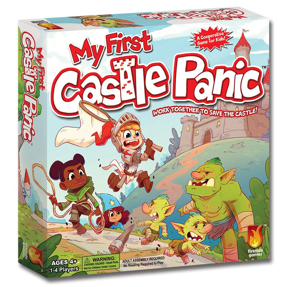 Fireside Games My First Castle Panic kid playing cooperatively to defend the castle