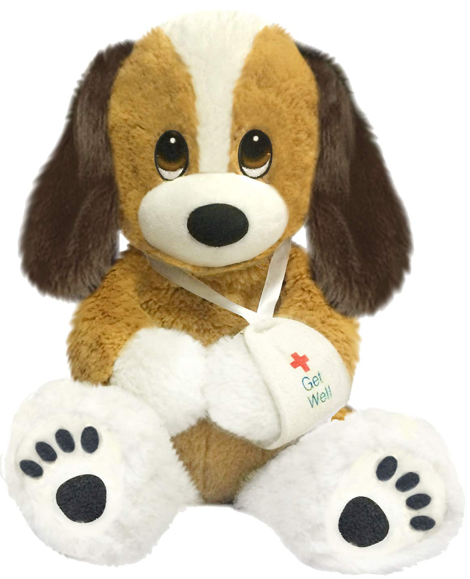 First and Main Melancholy Mel puppy dog in sitting pose, a soft comfort toy for kids.