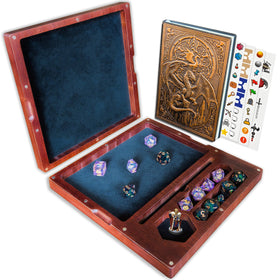 First Reign wooden DnD dice tray close-up showing rich wood grain and craftsmanship