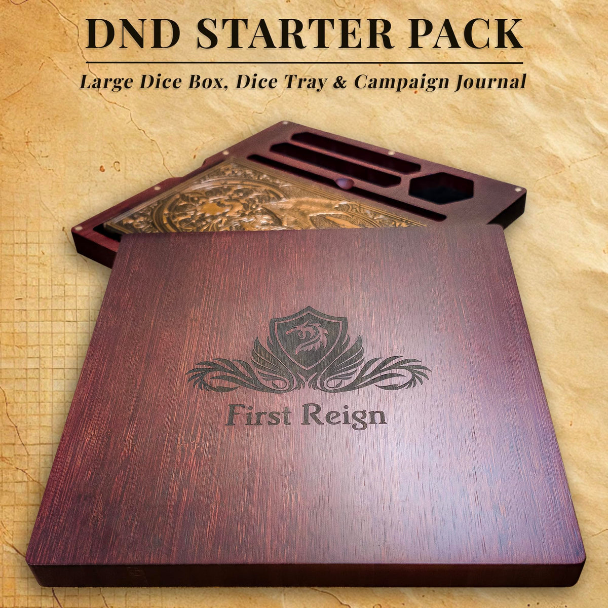 First Reign wooden DnD dice tray double rolling tray in action for smooth rolls