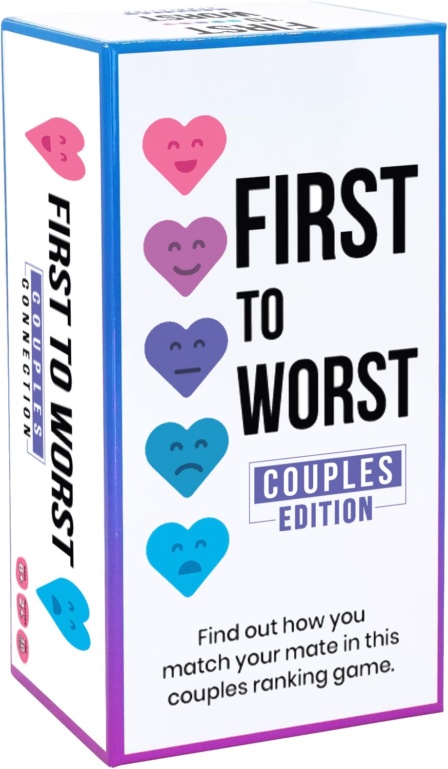 First to Worst Couples Edition box front conveys date night energy and gift appeal