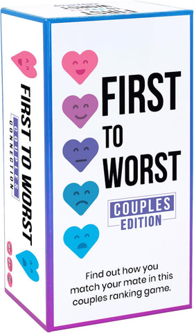 First to Worst Couples Edition box front conveys date night energy and gift appeal