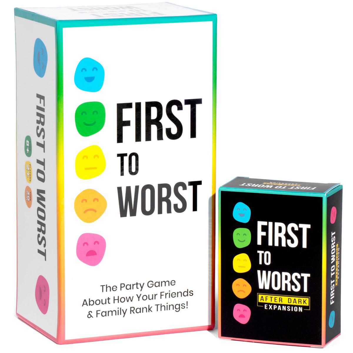 FIRST TO WORST cover art signals an engaging game night option.