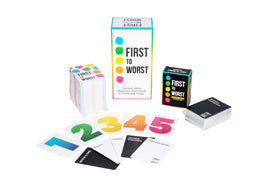 FIRST TO WORST game-night setup demonstrates quick, social entertainment.