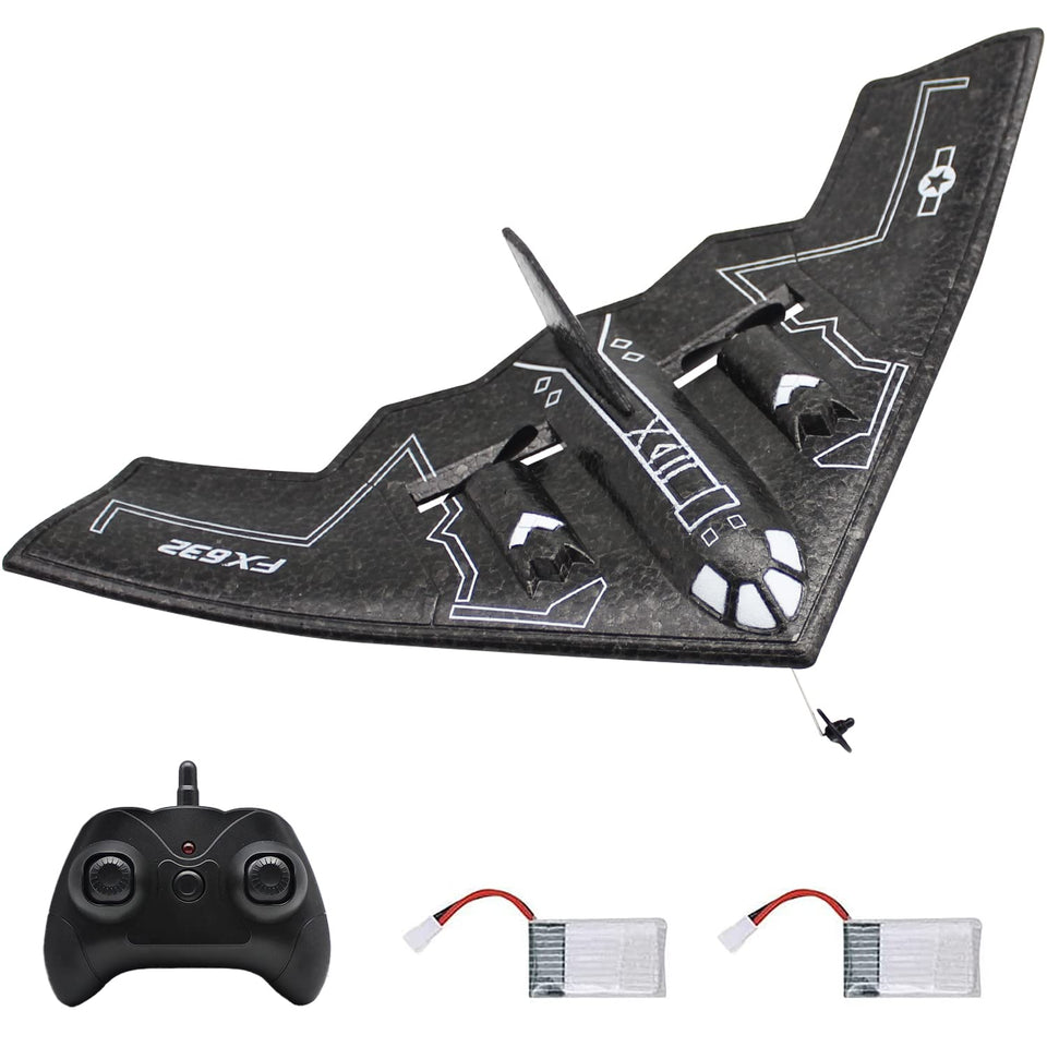 Fisca B-2 Spirit bomber front view; beginner-friendly flight experience and striking silhouette.
